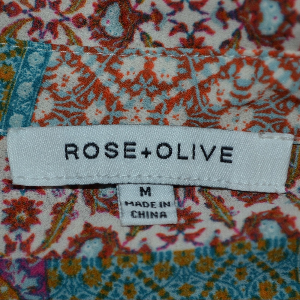 Women’s Rose & Olive Patchwork Button Down Blouse… - image 6